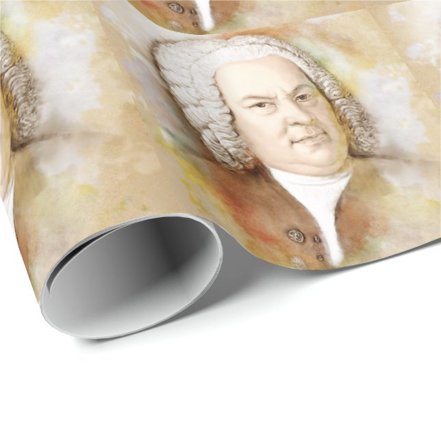 Johann Sebastian Bach Porträtt in beige Presentpapper (Rullad Hörn)
