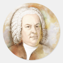 Johann Sebastian Bach Porträtt in beige Runt Klistermärke