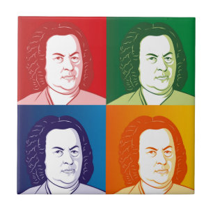 Johann Sebastian Bach Porträtt in vier Farben Kakelplatta