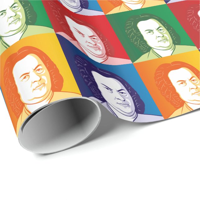 Johann Sebastian Bach Porträtt in vier Farben Presentpapper (Rullad Hörn)