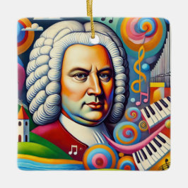 Johann Sebastian Bach Porträtt Julgransprydnad Keramik