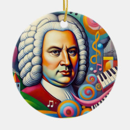 Johann Sebastian Bach Porträtt Julgransprydnad Keramik