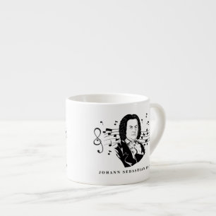 Johann Sebastian Bach Porträtt och Bust with Notes Espressomugg
