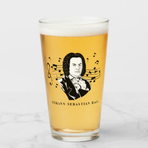 Johann Sebastian Bach Porträtt och Bust with Notes Glaskopp