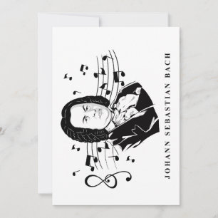 Johann Sebastian Bach Porträtt och Bust with Notes Inbjudningar