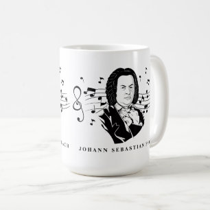 Johann Sebastian Bach Porträtt och Bust with Notes Kaffemugg
