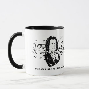 Johann Sebastian Bach Porträtt och Bust with Notes Mugg
