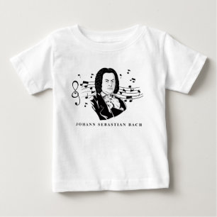 Johann Sebastian Bach Porträtt och Bust with Notes T Shirt
