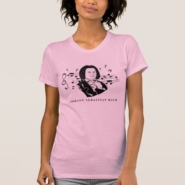 Johann Sebastian Bach Porträtt och Bust with Notes T Shirt (Framsida)