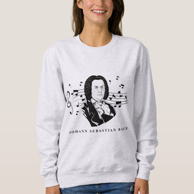 Johann Sebastian Bach Porträtt och Bust with Notes T Shirt (Framsida)