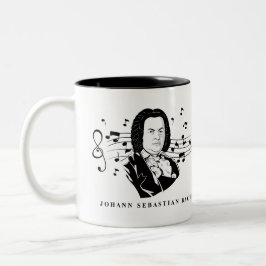 Johann Sebastian Bach Porträtt och byst med noter Två-Tonad Mugg