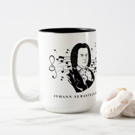Johann Sebastian Bach Porträtt och byst med noter Två-Tonad Mugg