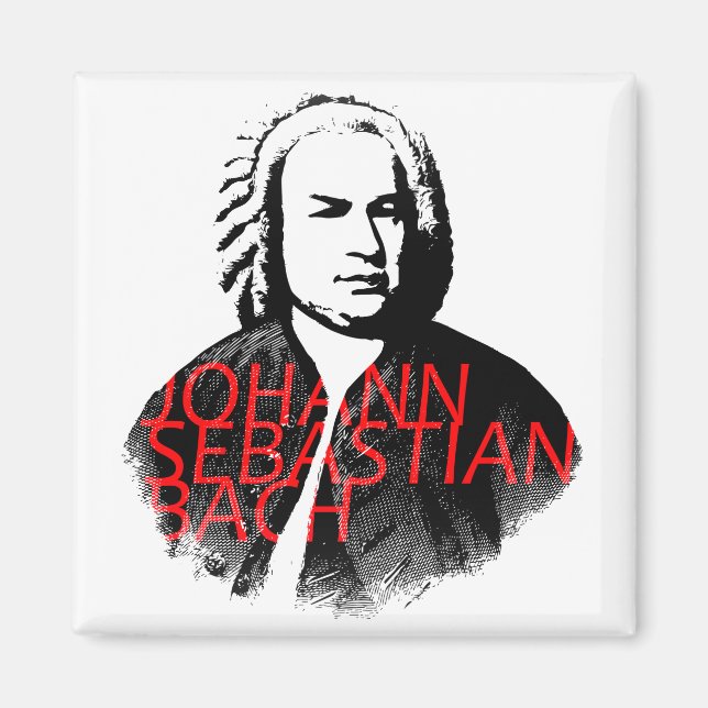 Johann Sebastian Bach porträtt och red brev Magnet (Framsidan)