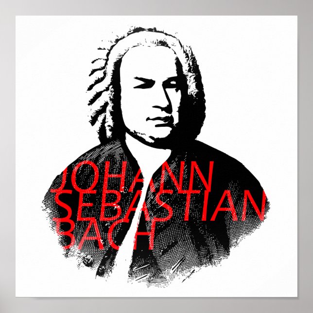 Johann Sebastian Bach porträtt och red brev Poster (Framsidan)