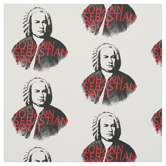 Johann Sebastian Bach porträtt och röda brev Tyg (Provkarta)