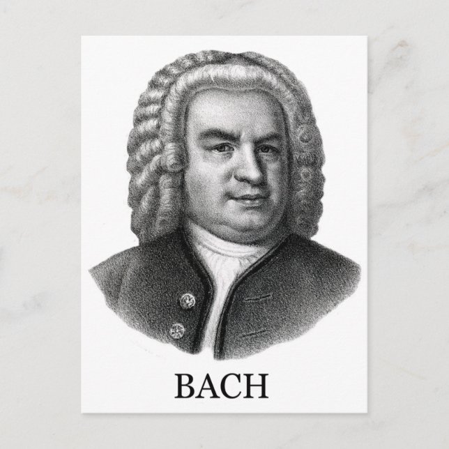 Johann Sebastian Bach, svart Vykort (Framsida)