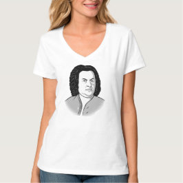 Johann Sebastian Bach Tecknad in schwarz weiß grau T Shirt