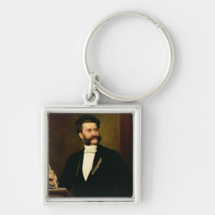Johann Strauss, det mer ung, 1888 Fyrkantig Silverfärgad Nyckelring