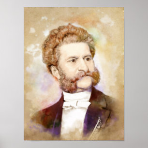 Johann Strauss (son) porträtt i vattenfärgen stil Poster