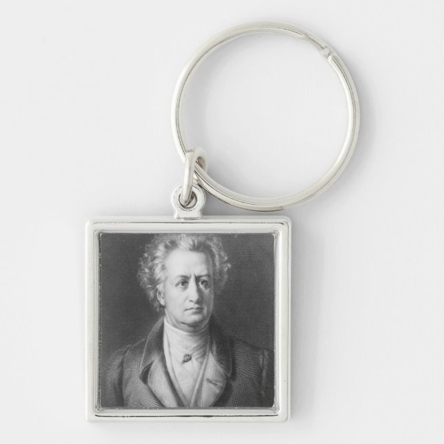Johann Wolfgang Goethe Fyrkantig Silverfärgad Nyckelring (Framsidan)