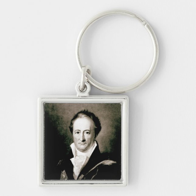 Johann Wolfgang Goethe Fyrkantig Silverfärgad Nyckelring (Framsidan)