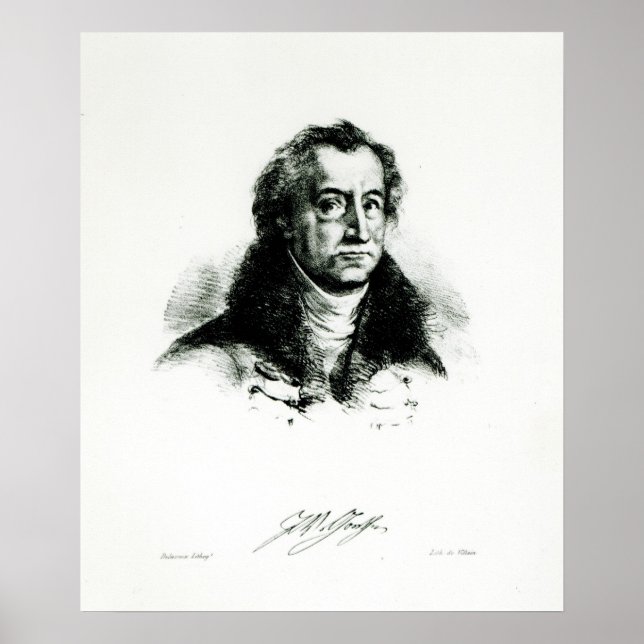 Johann Wolfgang Goethe graverad av Delacroix Poster (Framsidan)