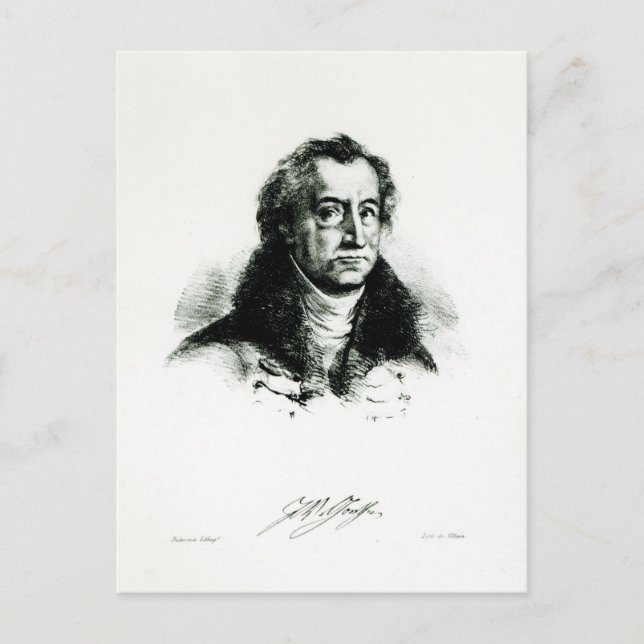 Johann Wolfgang Goethe graverad av Delacroix Vykort (Framsida)
