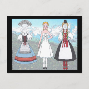 Johanna, Schweiz Pappra doll Postcard Vykort