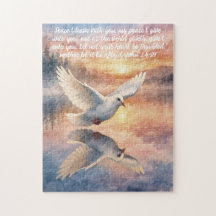 Johannes 14:27 Kristnad vit duva Pussel