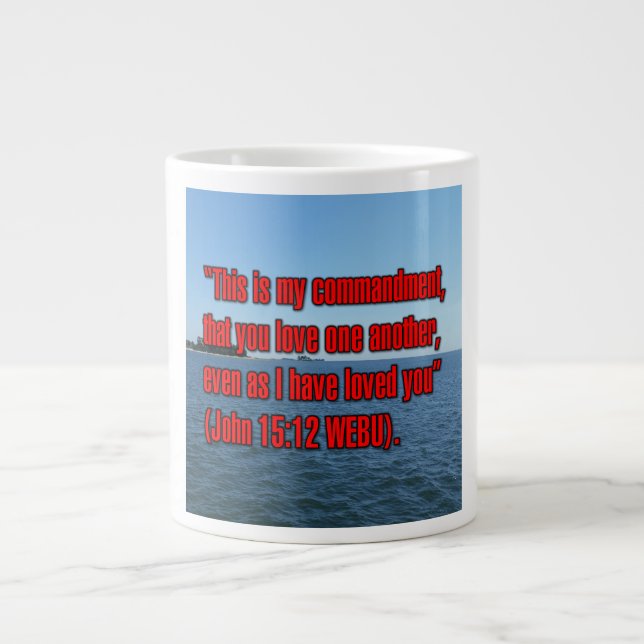 Johannes 15:12 WEBU Mugg Jumbo Mugg (Framsidan)