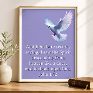 Johannes 1:32 Nedstigande Duva Lila Kristendom Poster
