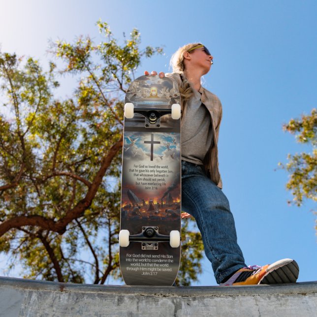 Johannes 3:16-17 mini skateboard bräda 18,5 cm (Utomhus 1)