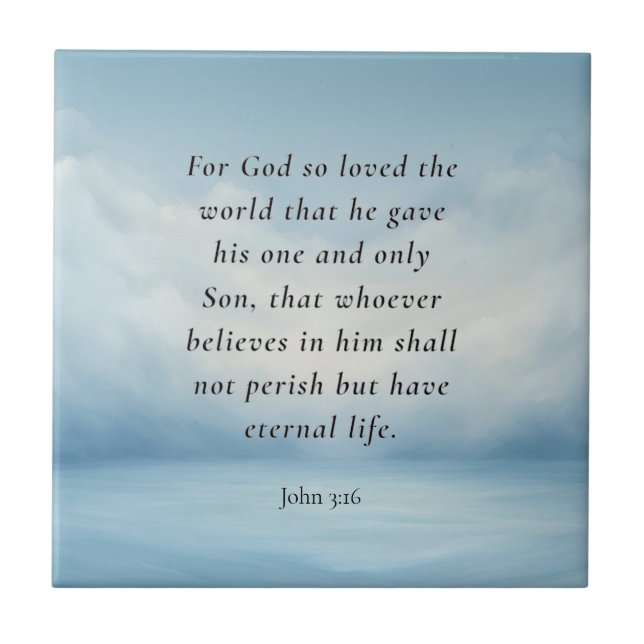 Johannes 3:16 Bibelvers Bild Kakelplatta (Framsidan)
