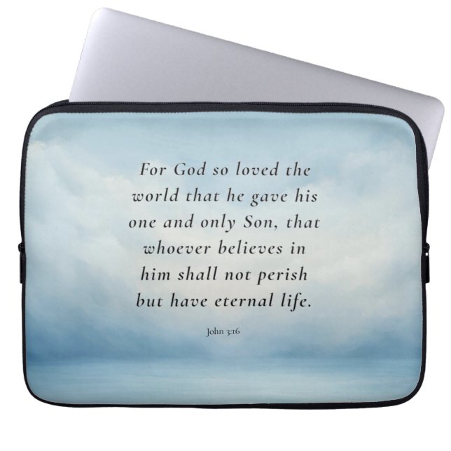 Johannes 3:16 Bibelvers Bild Laptop Fodral (Framsidan)
