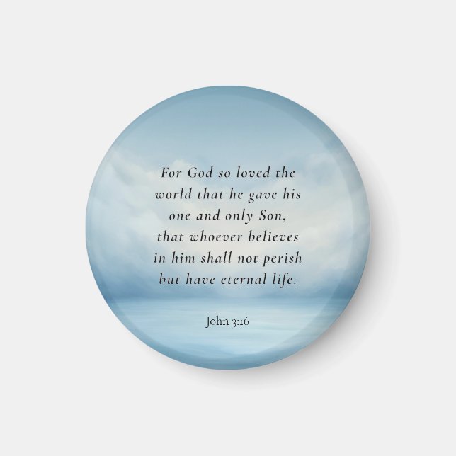 Johannes 3:16 Bibelvers Bild Magnet (Framsidan)