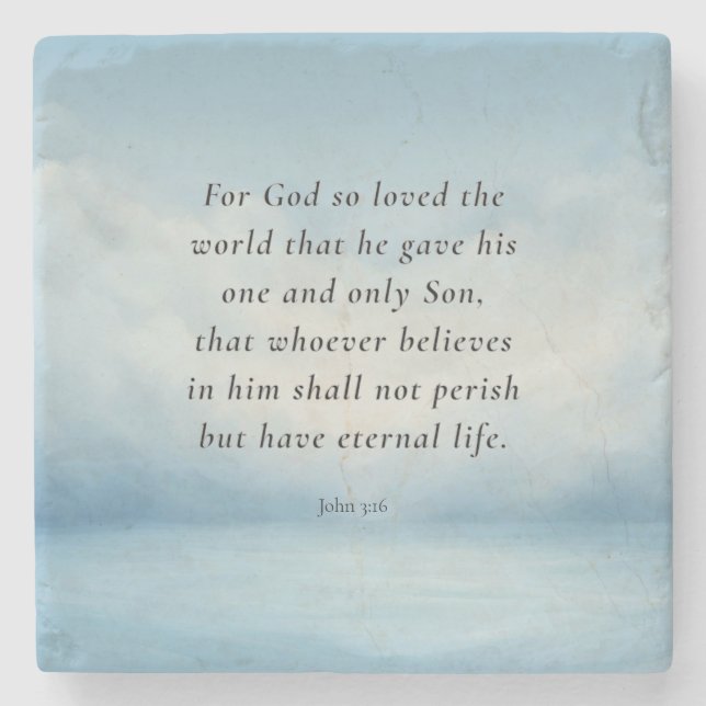 Johannes 3:16 Bibelvers Bild Stenunderlägg (Framsidan)