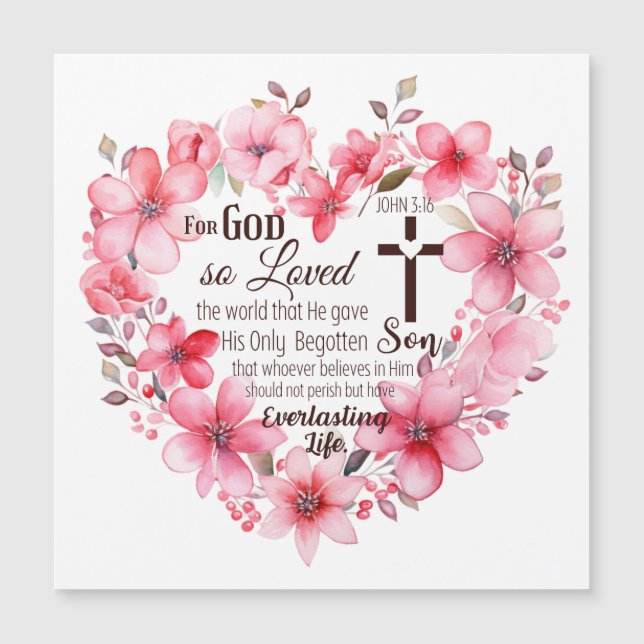 Johannes 3:16 Blommigt hjärta bibelvers (Framsida)