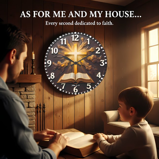 Johannes 3:16 Evig ljus-skrift Stor Klocka (Skapare uppladdad)