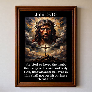 Johannes 3:16 Golgata Jesus törnekrona Poster