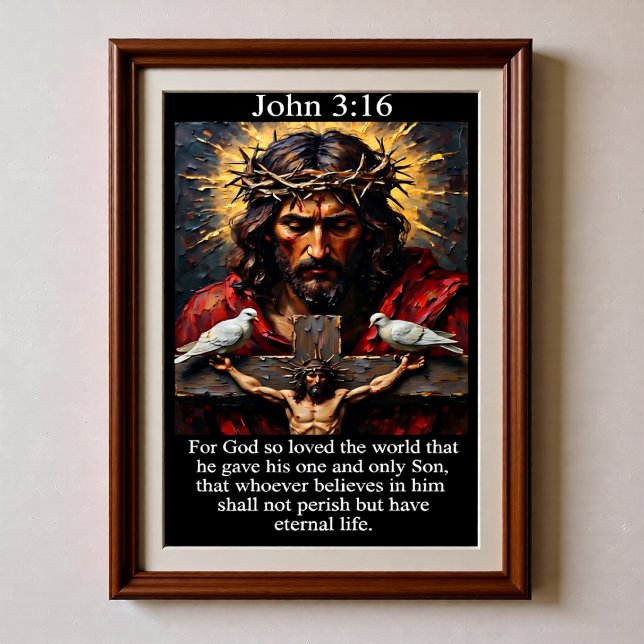Johannes 3:16 Korsfästelse Kristi lidande Vit duva Poster (Skapare uppladdad)