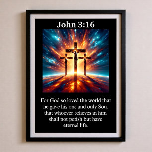 Johannes 3:16 Tre kors Kosmisk nebulosa Korsfästel Poster