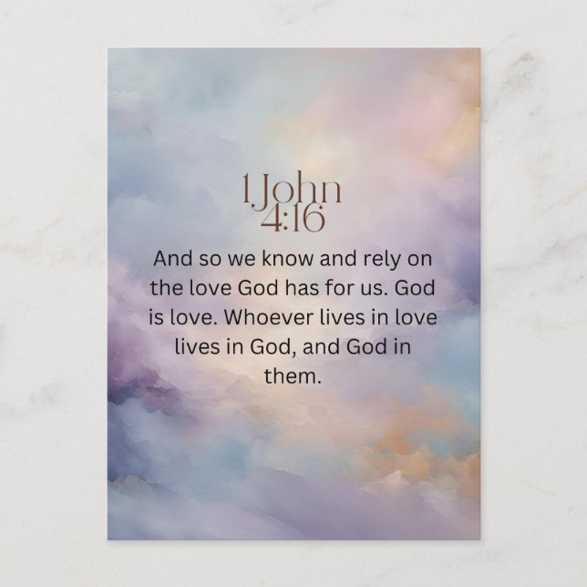 Johannes 4:16 Bibelvers på akvarelldesign Vykort (Framsida)