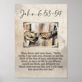 Johannes 6:53 - 54 Jesus Helig Nattvard Väggkonstt Poster