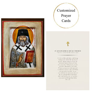 Johannes av Shanghai och San Francisco Prayer Card Placeringskort