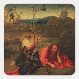 Johannes Baptist i Meditation Fyrkantigt Klistermärke