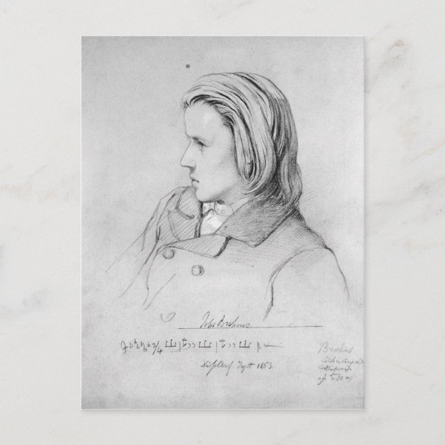 Johannes Brahms åldrades tjugo, 1853 Vykort (Framsida)