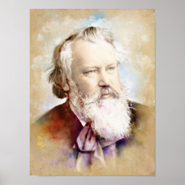 Johannes Brahms Porträtt im Aquarell Stil Poster