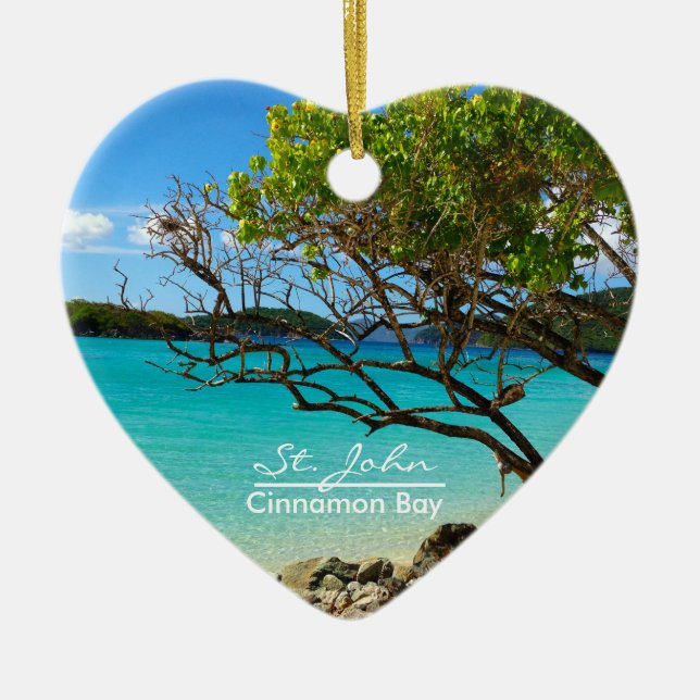 Johannes Cinnamon Bay Ceramic Heart Ornament (Framsidan)