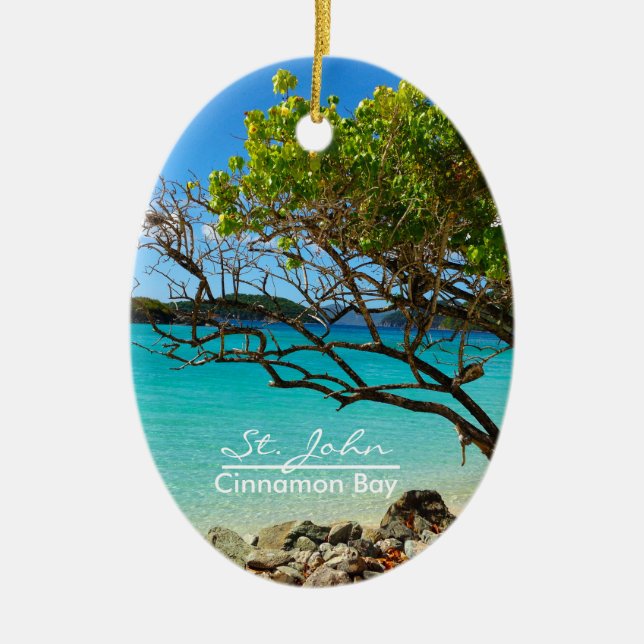 Johannes Cinnamon Bay Oval Ceramic Ornament (Framsidan)