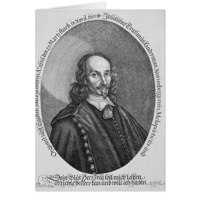 Johannes Erasmus Kindermann Hälsningskort (Framsidan)